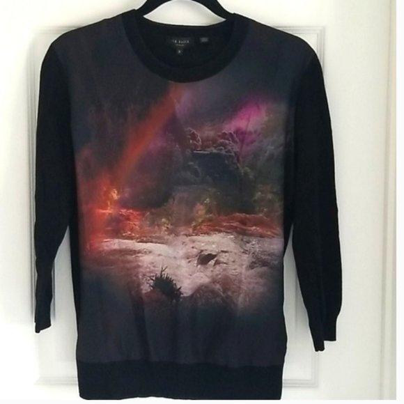 Ted Baker Bracha Waterfall black sweater top blouse size 2 nwot - Picture 10 of 14